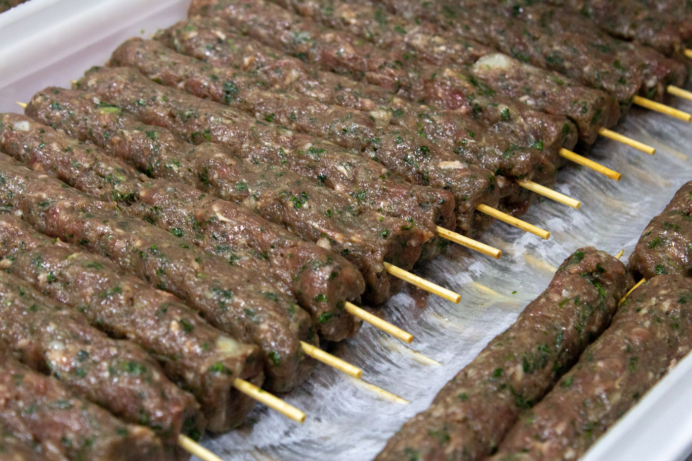 kafta kabobs on a platter