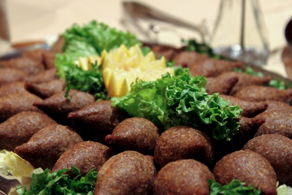 catering platter of kibbeh balls